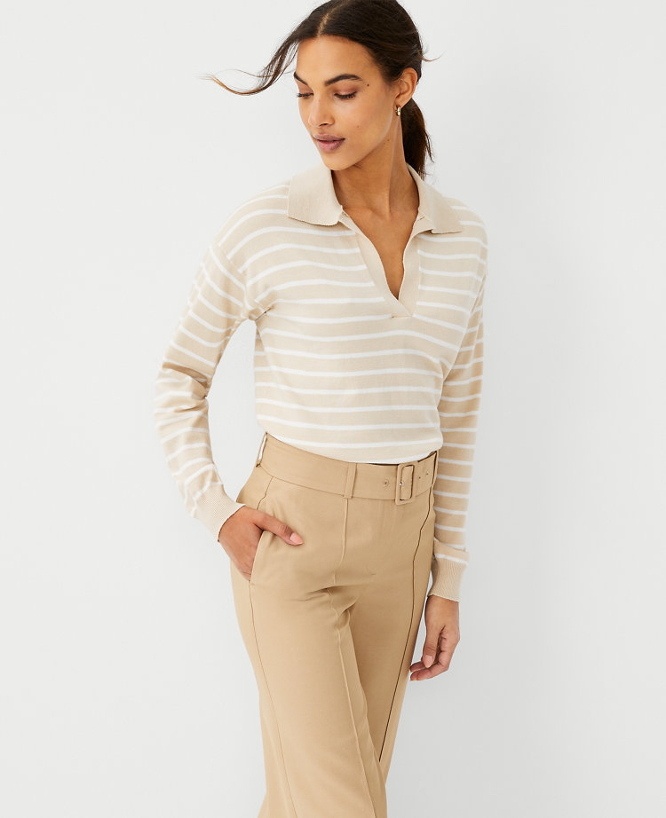 Stripe Collared VNeck Sweater