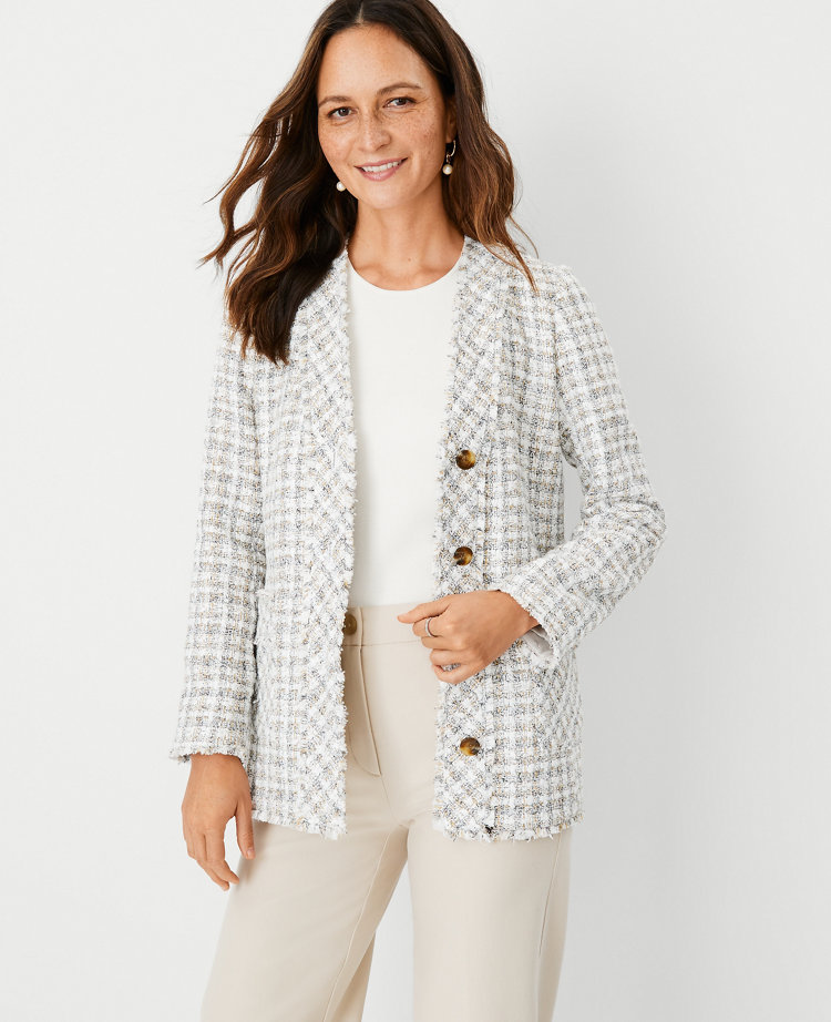 Fringe Tweed Cardigan Jacket | Ann Taylor