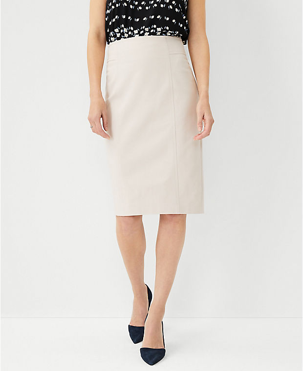 The Seamed High Waist Pencil Skirt in Stretch Cotton