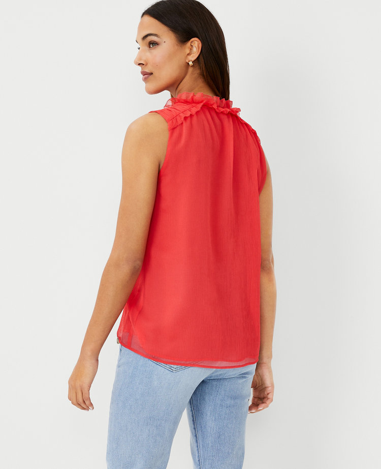 Ruffle Neck Keyhole Top