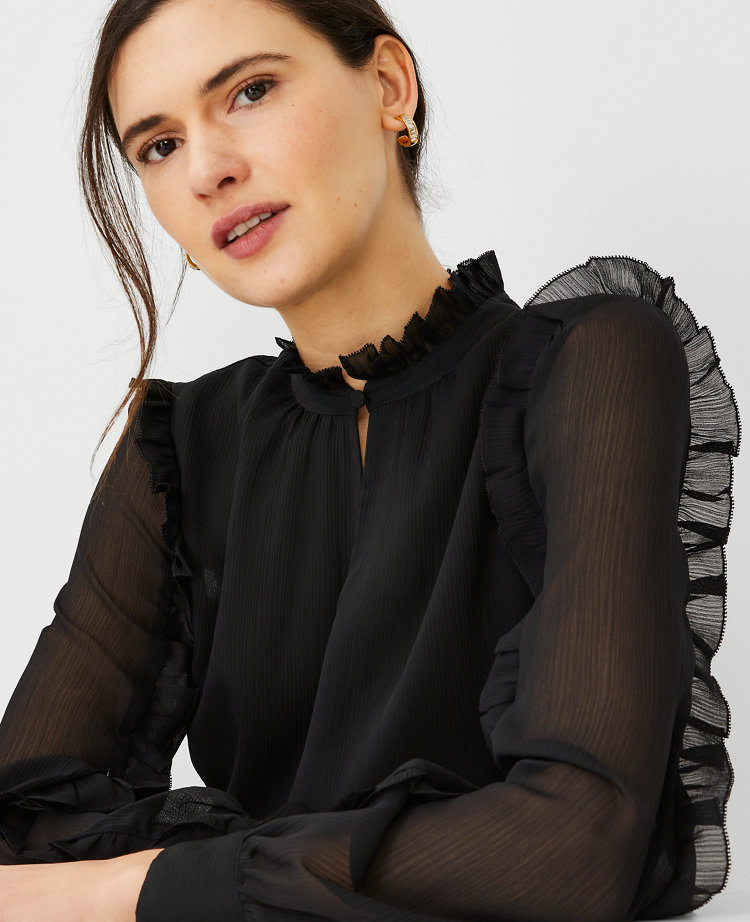 Ruffle Split Neck Top