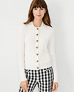 Collared Ribbed V-Neck Cardigan carousel Product Image 3