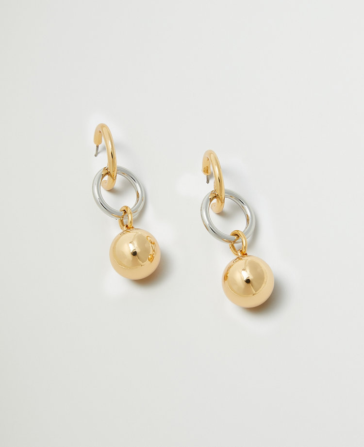 Mixed Metal Ball Drop Earrings