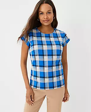 Plaid Cap Sleeve Top carousel Product Image 1