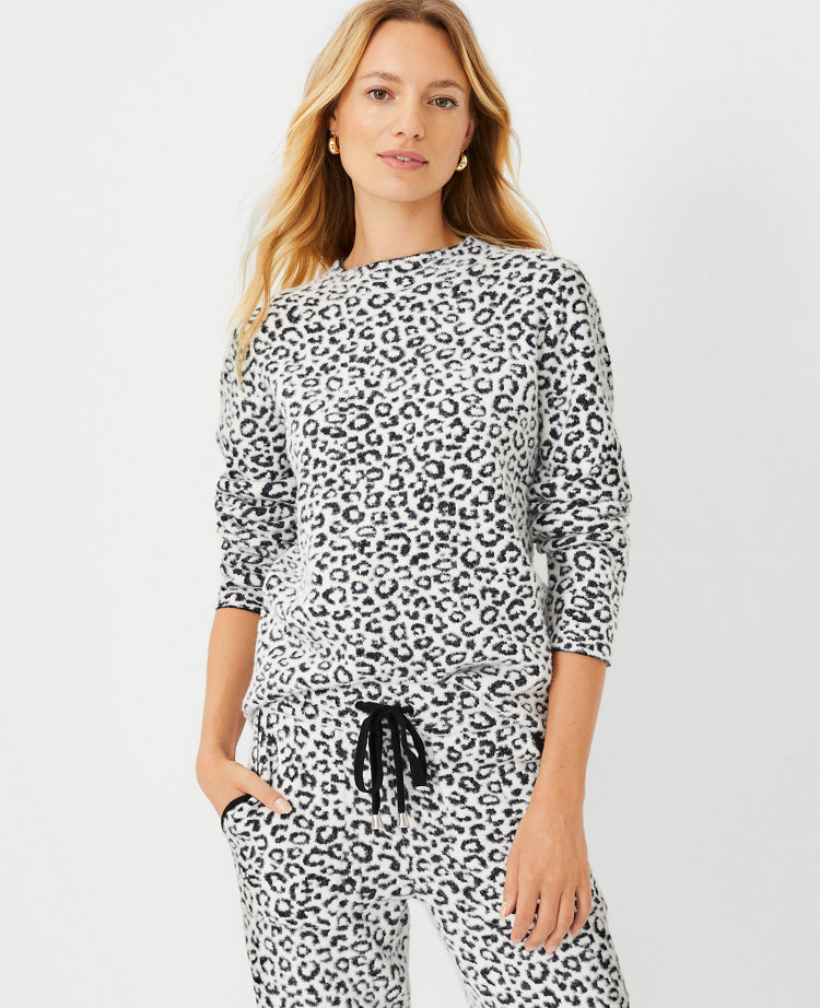 Leopard jacquard sale sweater loft