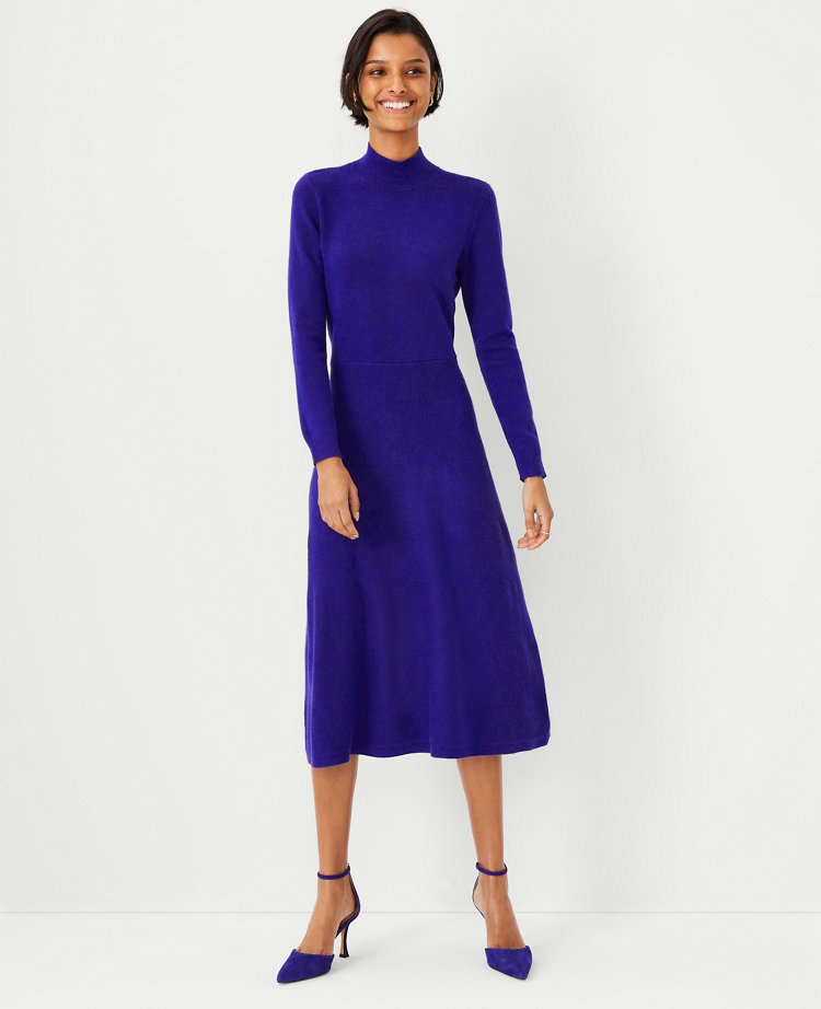 Contrast Edge Rib Flared Mini Sweater Dress main image 1