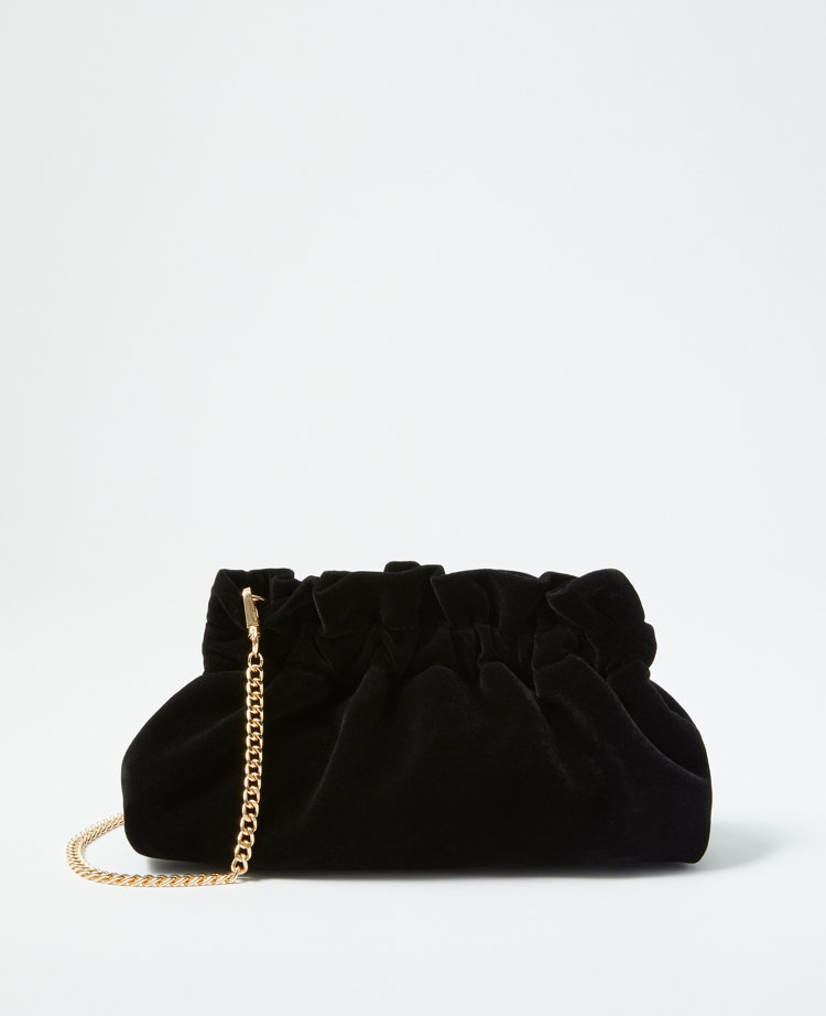 Velvet Ruched Clutch Bag