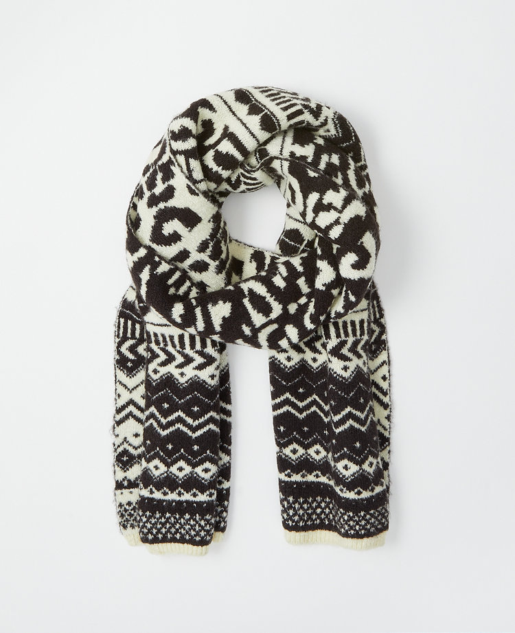 Fair Isle Snow Leopard Blanket Scarf