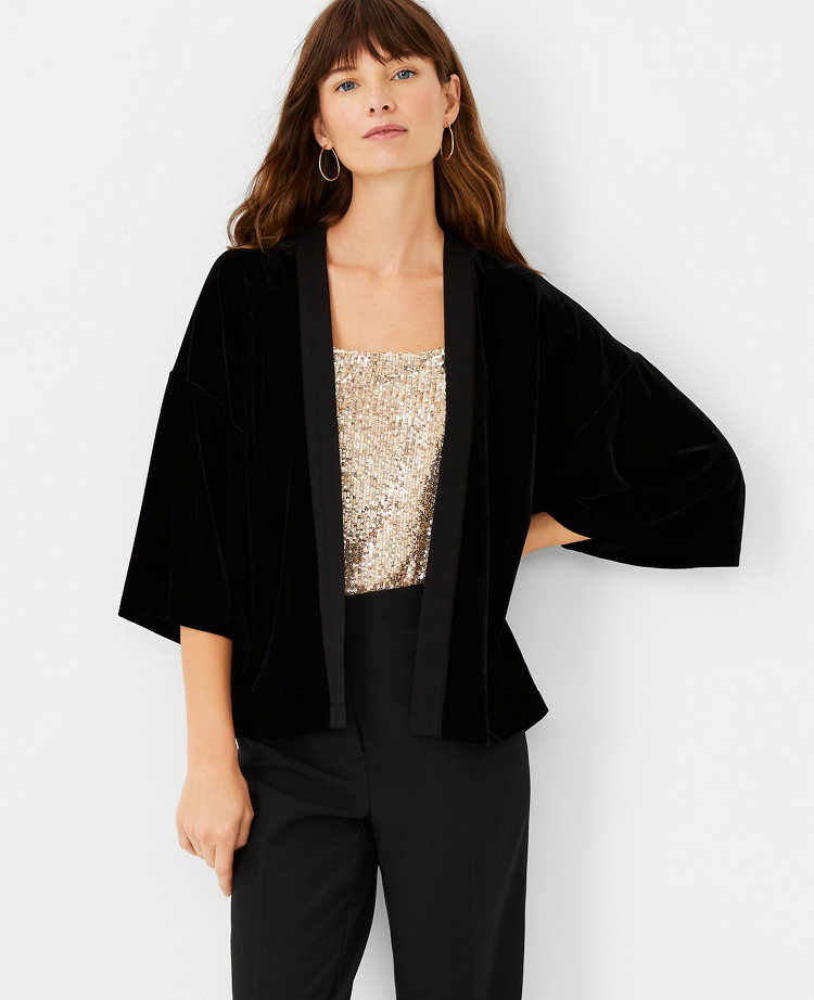 Velvet Kimono Coat - Chocolate main image 1