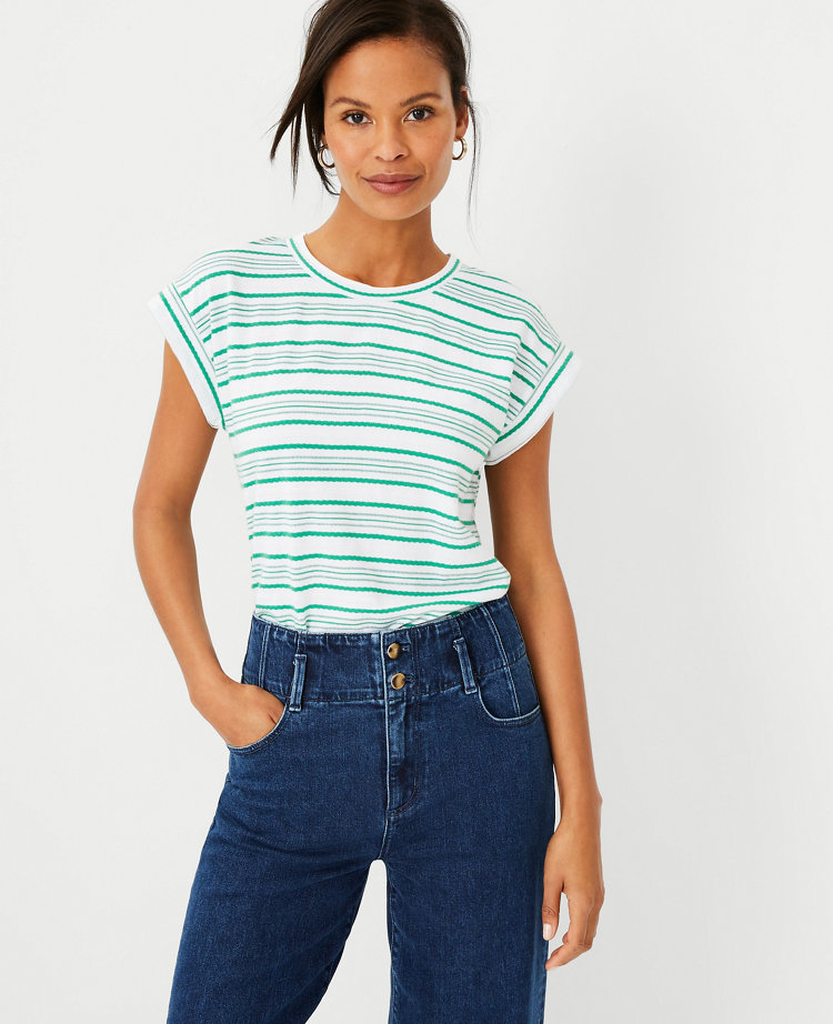 Striped Cap Sleeve Tee