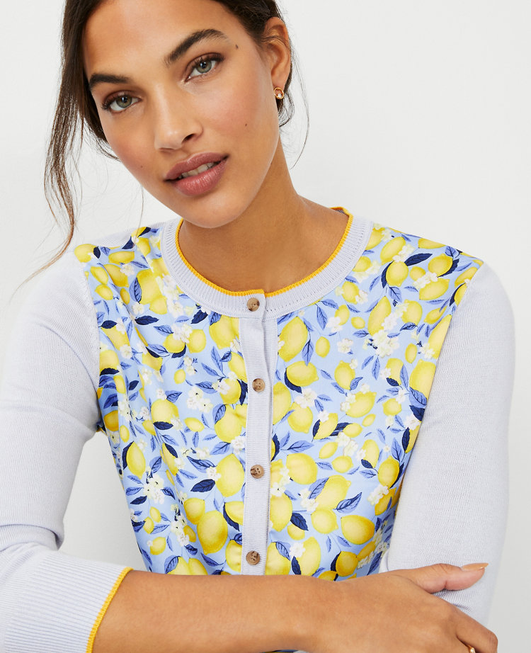 Mixed Media Lemon Blossom Ann Cardigan