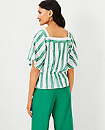 Striped Square Neck Cinched Waist Top  carousel Product Image 2