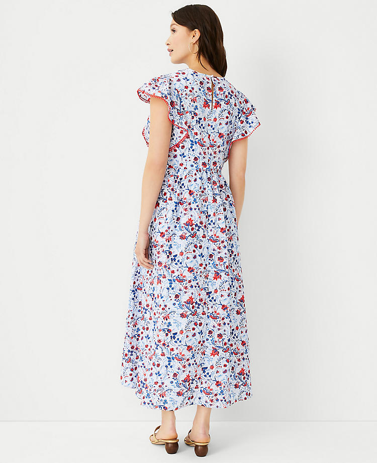 Floral Ruffle Sleeve Maxi Dress