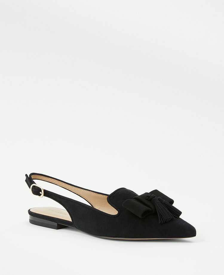 black suede slingback flats
