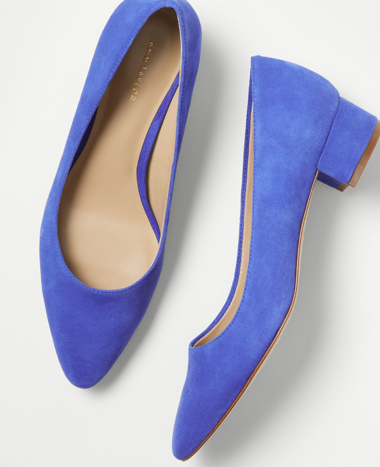 Royal blue block hot sale heel pumps