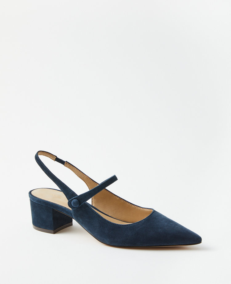 Suede Mary Jane Slingback Pumps