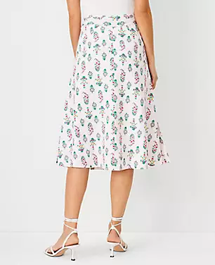 Floral Linen Blend Tie Waist Skirt carousel Product Image 2