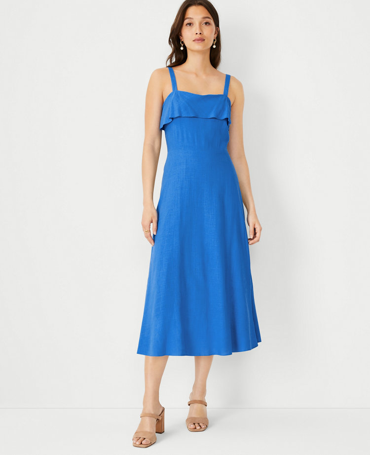 Warehouse button through outlet midi dress