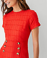 Tweed Button Trim Shift Dress carousel Product Image 3