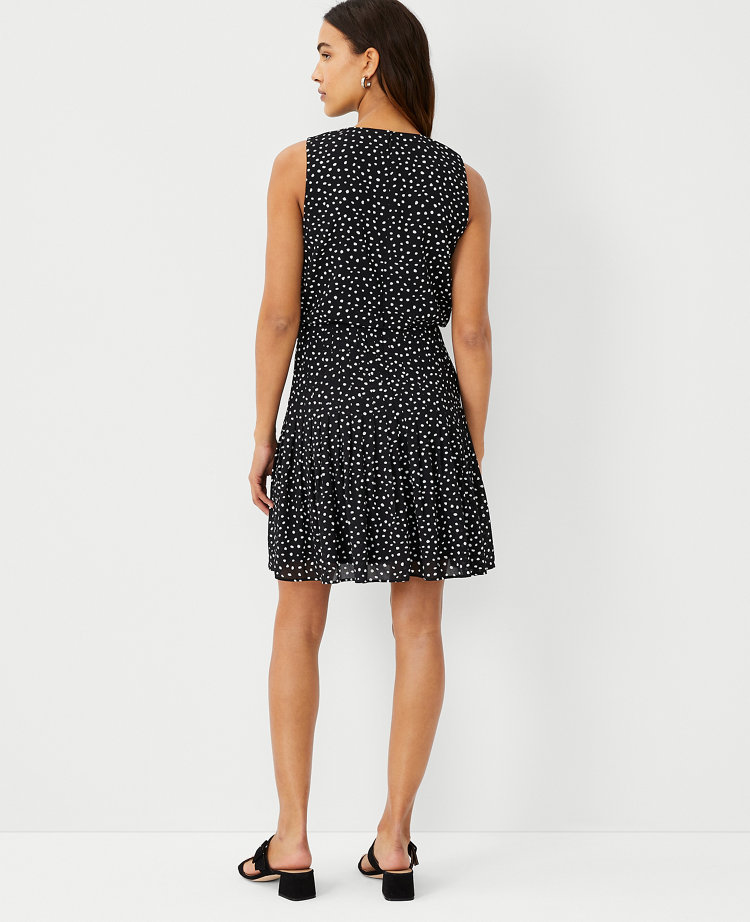 Spotted Pleated Flare Dress