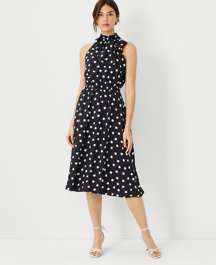 Polka Dot Halter Midi Dress