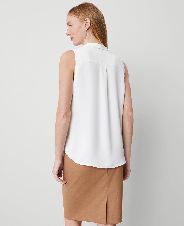 Bow Neck Shell - Winter White