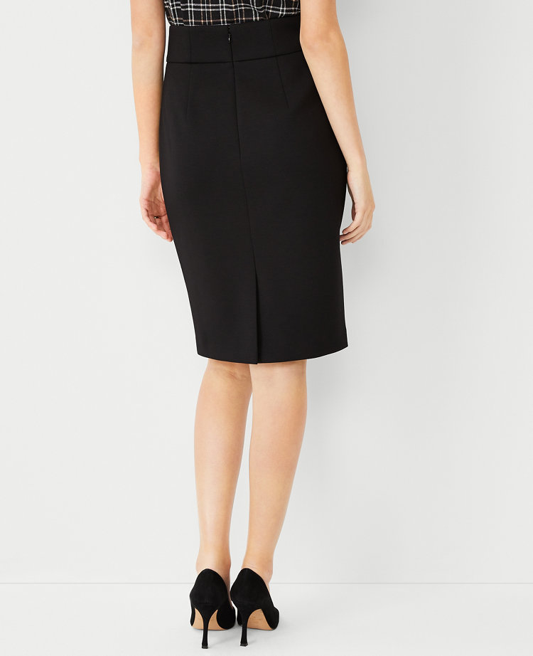 Black Polyester-Rayon high waisted short pencil Skirt