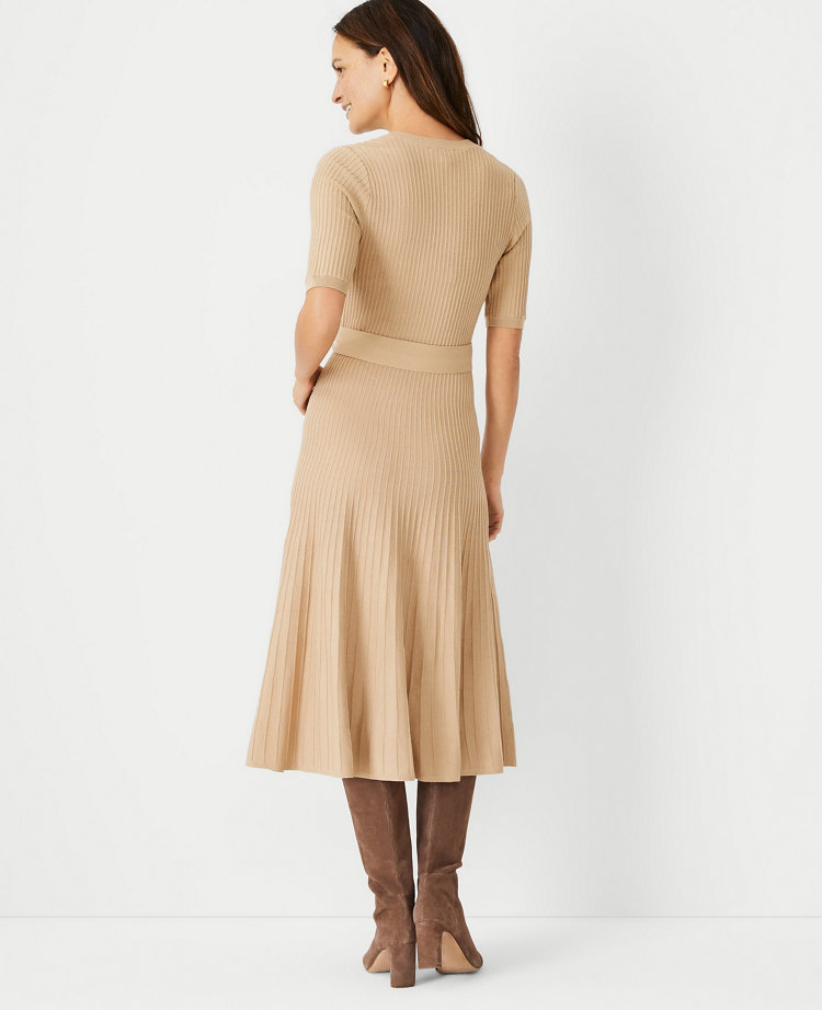 Petite Belted V-Neck Sweater Dress