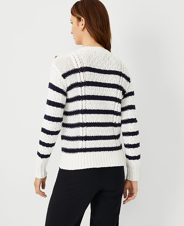 Petite Striped Mixed Stitch Sweater