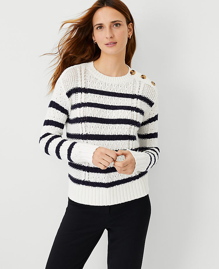 Petite Striped Mixed Stitch Sweater