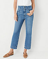 Sculpting Pocket High Rise Corset Easy Straight Jeans in Classic Light Indigo Wash carousel Product Image 1