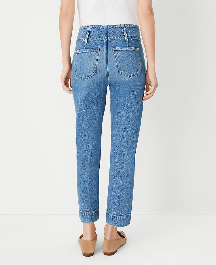 Sculpting Pocket High Rise Corset Easy Straight Jeans in Classic Light Indigo Wash