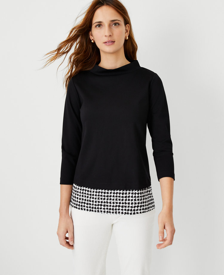 Houndstooth Layered Mixed Media Top