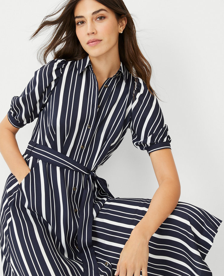 petite striped shirt dress