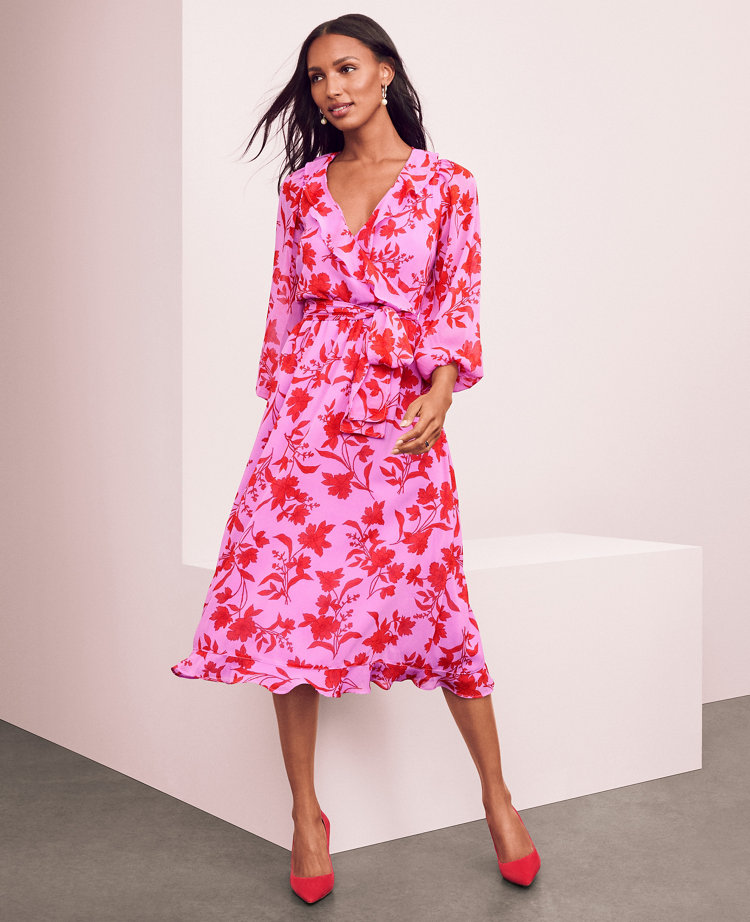 Ann taylor store floral wrap dress