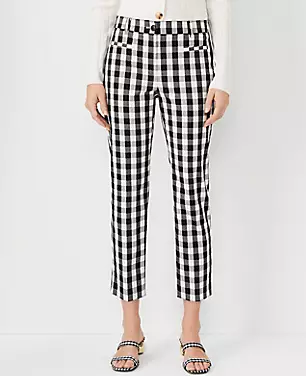 The Petite Gingham Cotton Crop Pant - Curvy Fit carousel Product Image 1