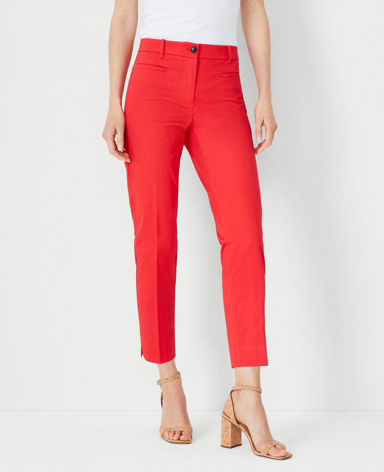 The Petite High Waist Easy Straight Crop Pant in Faux Leather