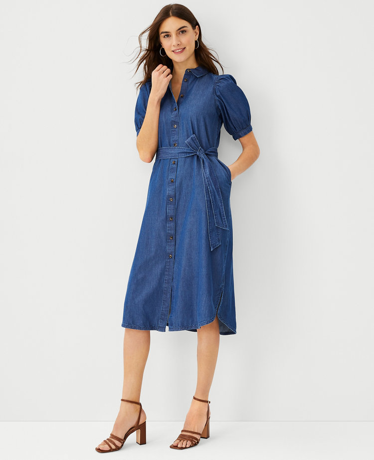 Belted shop chambray dress