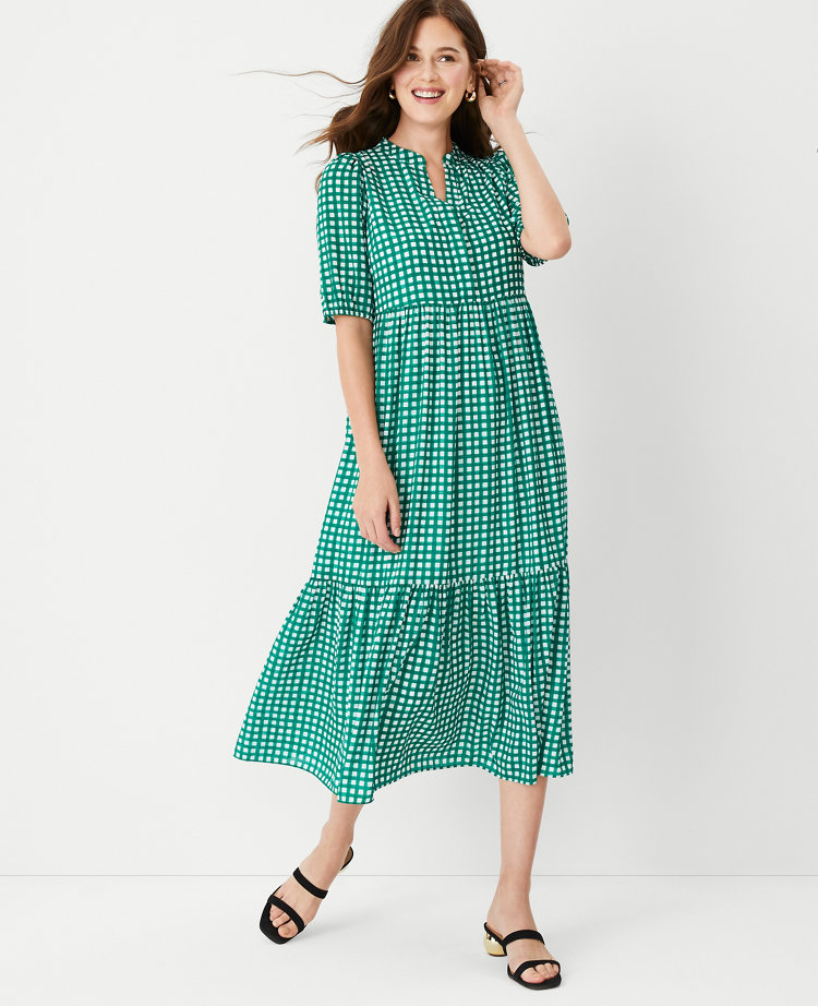 Petite Plaid Tiered Shirtdress