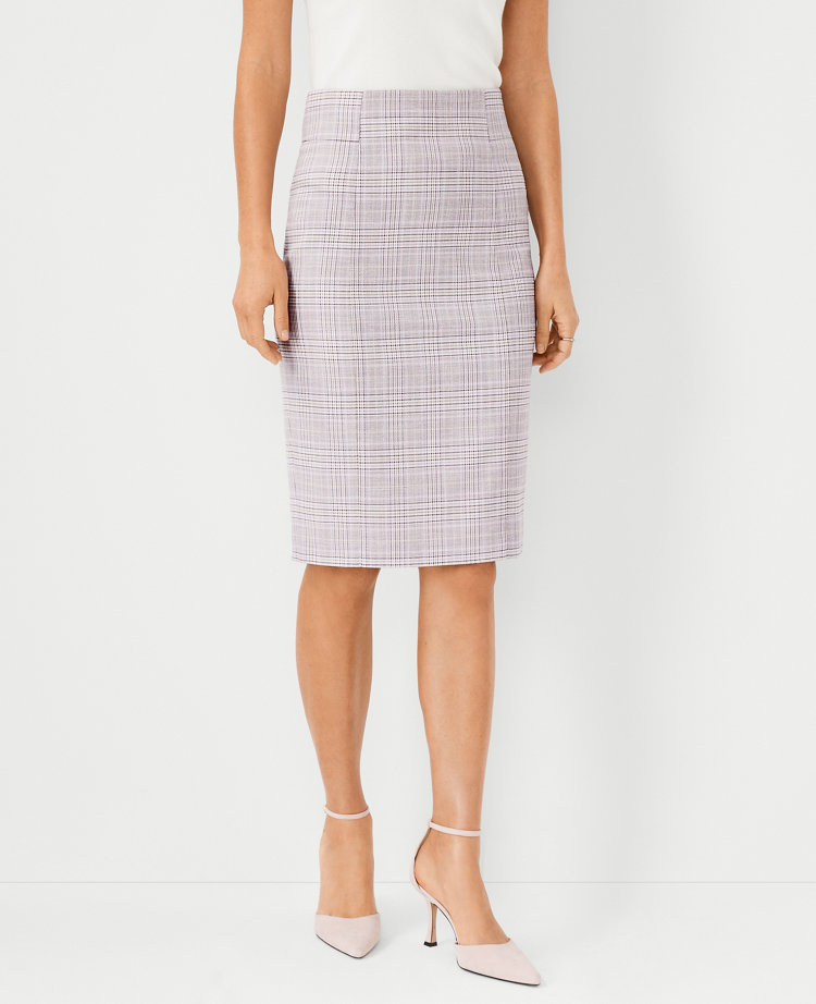 High waist outlet pencil skirt plaid