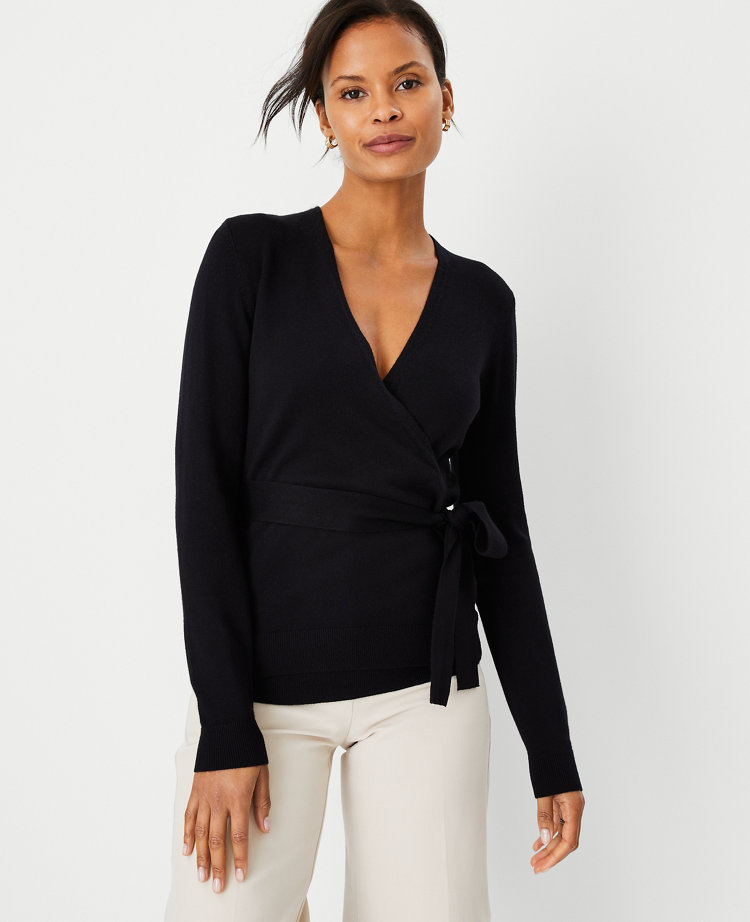 Black wrap sweater store women's