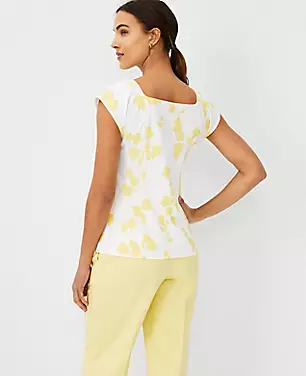 Floral Square Neck Cap Sleeve Top carousel Product Image 2
