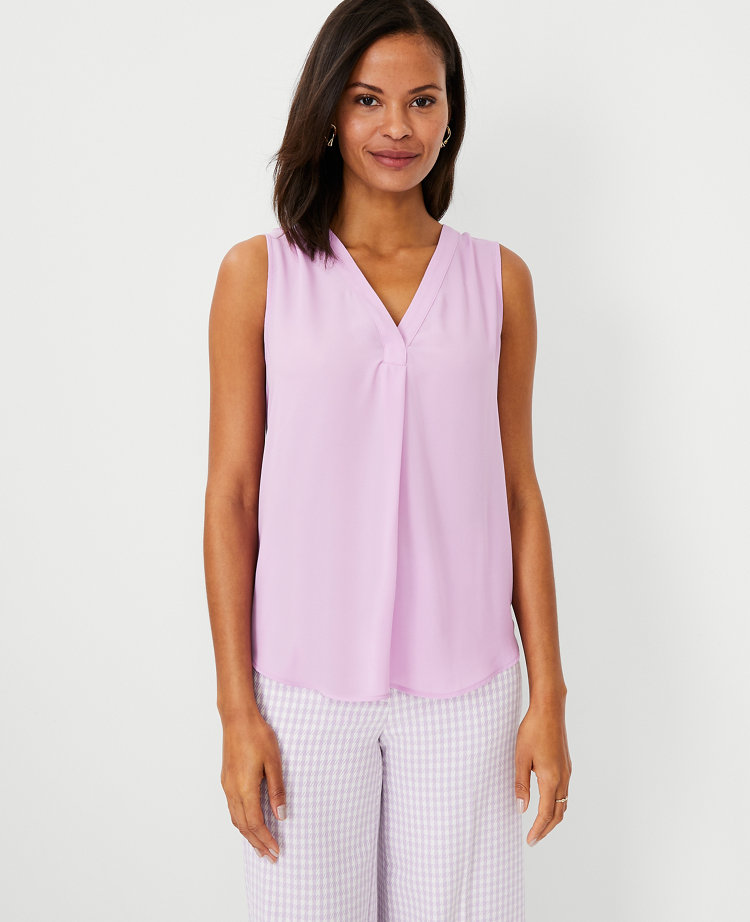Mixed Media Pleat Front Top