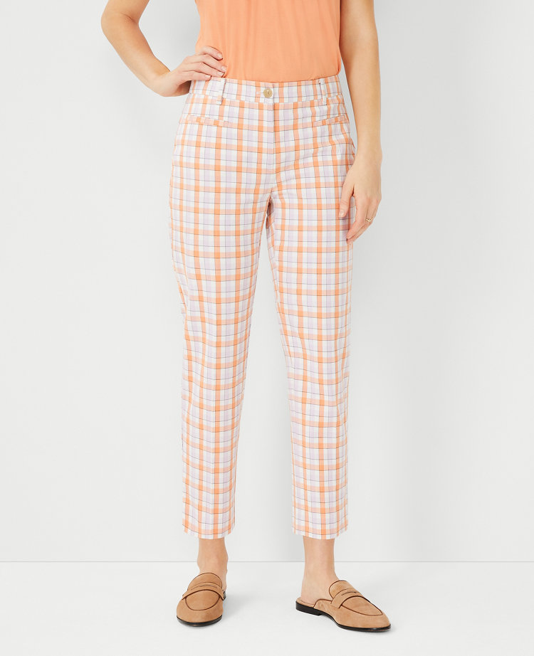 ANN TAYLOR THE PLAID COTTON CROP PANT - CURVY FIT