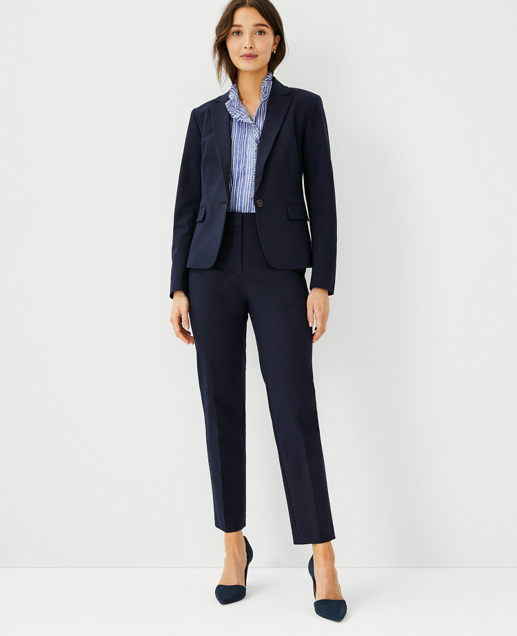 navy blue pant suit petite