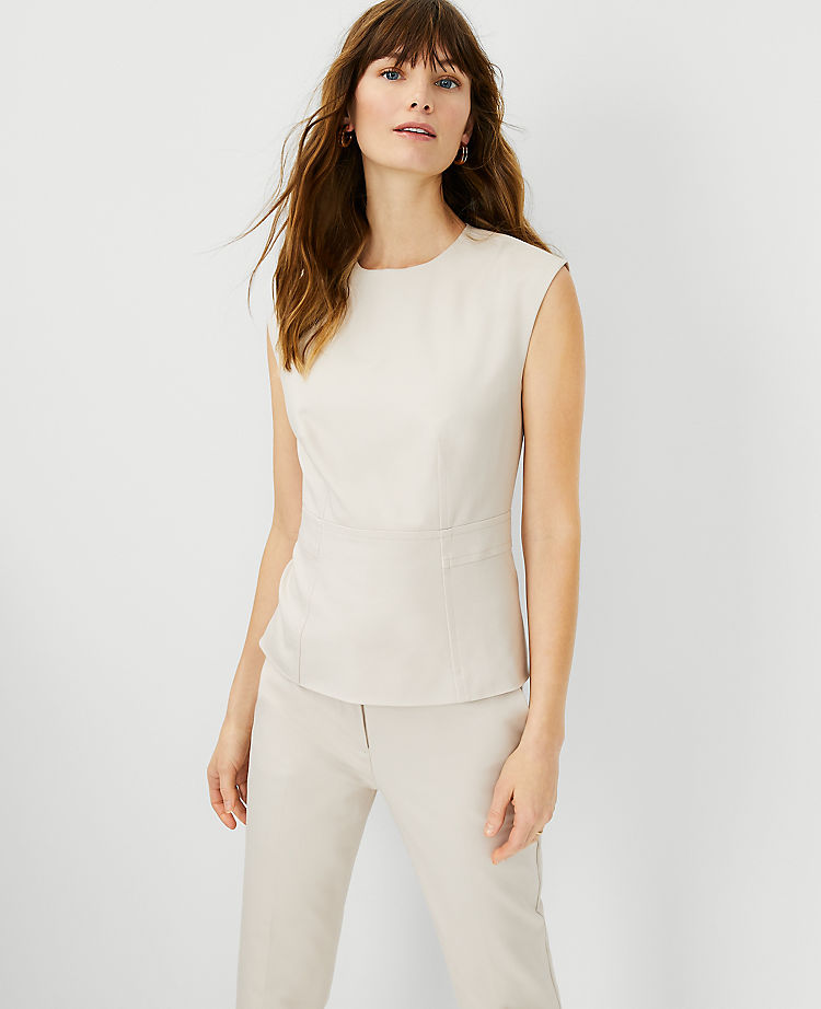 The Petite Seamed Cap Sleeve Top in Stretch Cotton