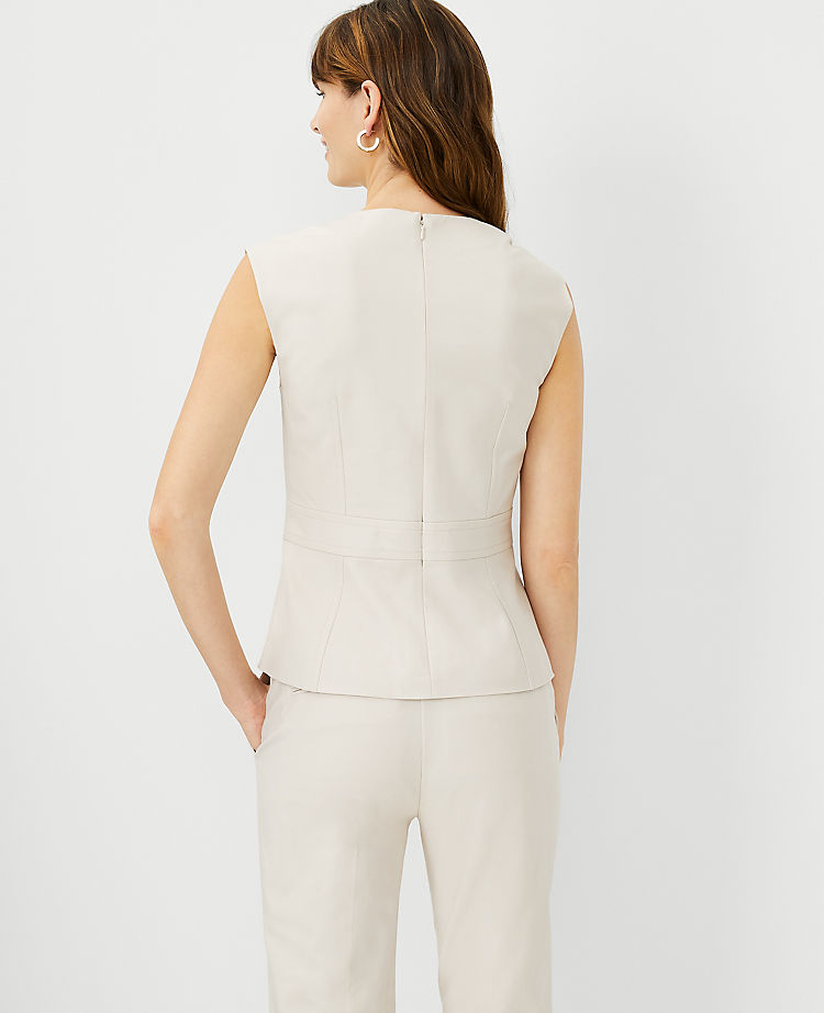The Petite Seamed Cap Sleeve Top in Stretch Cotton