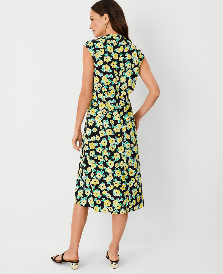 Yellow Floral Mock Neck Dress main image 1