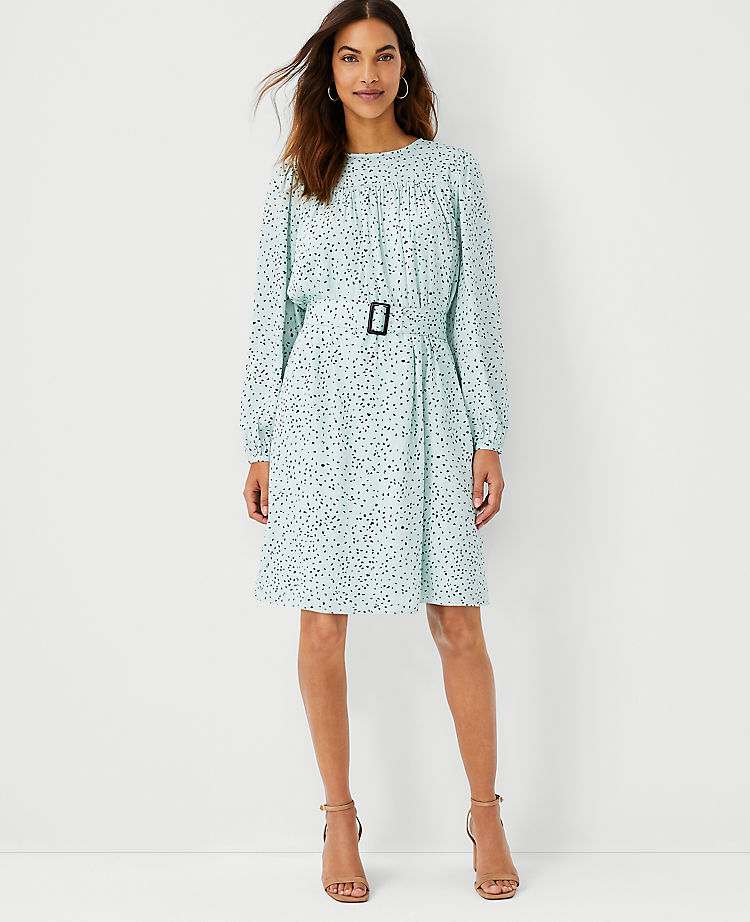 Petite Flecked Belted Flare Dress