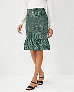 Petite Spotted Smocked Flounce Pencil Skirt carousel Product Image 1